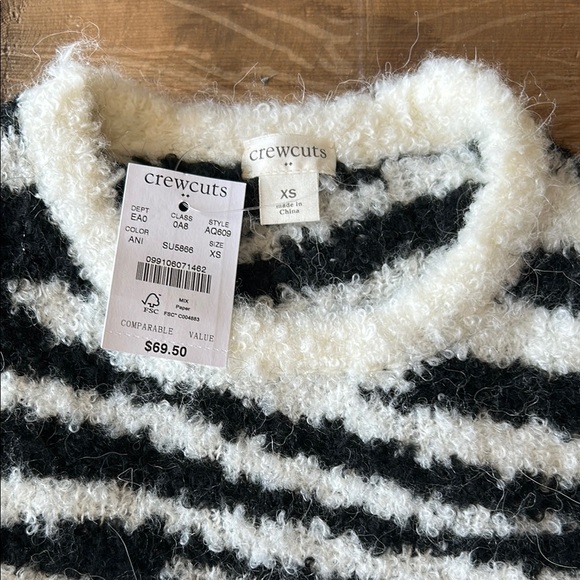 Crewcuts Black and White Zebra Pattern Crew Neck Sweater - Picture 2 of 3
